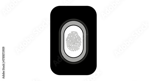 Digital Security Icon Fingerprint Recognition Symbol for Access Authentication and Data Protection in Modern Technology Applications
