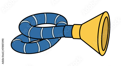 Cheerful Blue and Yellow Toy Horn Illustration for Kids and Playful Designs