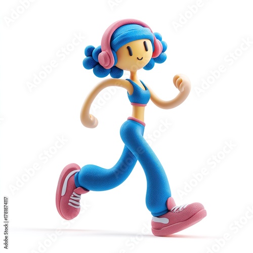 3D Character Woman Running with Running Outfit - Jogging Healthy Life Hobby
