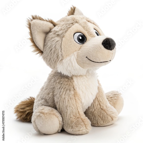 Adorable Sitting Plush Wolf...