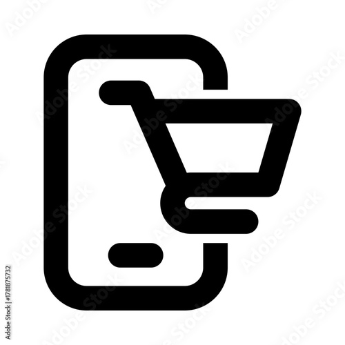 Mobile E-commerce Outline Icon
