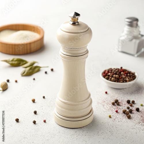 Cream-Colored Pepper Mill w...
