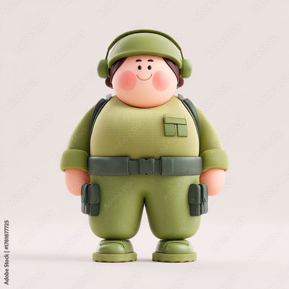 Fototapeta premium 3D Character Woman Soldier Army with Military Uniform