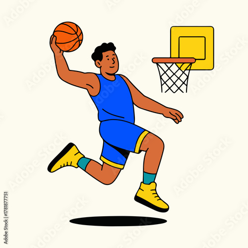 Basketball Player Jump Shot Urban Sports Illustration
