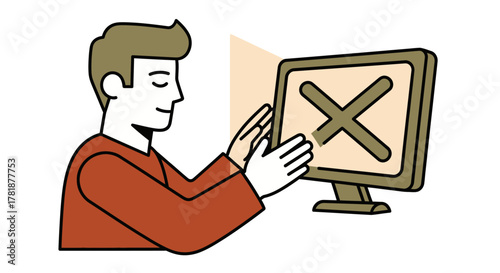 Digital Detox and Unplugging Simple Vector Cartoon