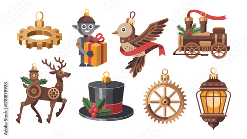 Festive Ornaments Collection: a delightful assortment of intricate, handcrafted Christmas ornaments, each possessing its unique charm. This enchanting display captures the heart of festive joy.