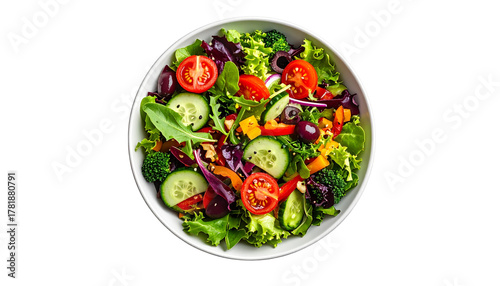 Fresh Mixed Salad With Vibrant Vegetables on a White Background for Healthy Eating isolated on solid white background in Png