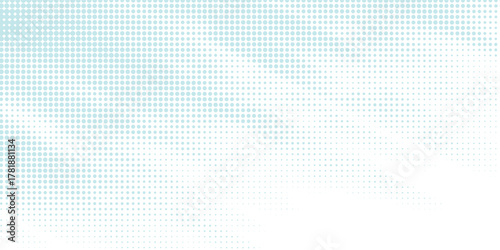 Abstract light blue halftone dot pattern on a white background with a gradient fade.