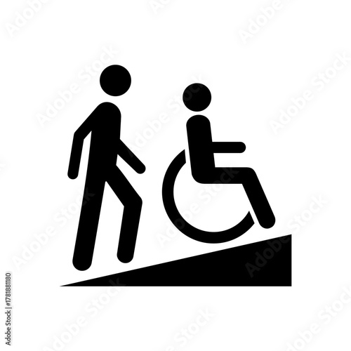 Slope or ramped access vector design sign public information symbols standard ISO 7001