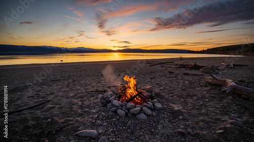 sunset over the lake