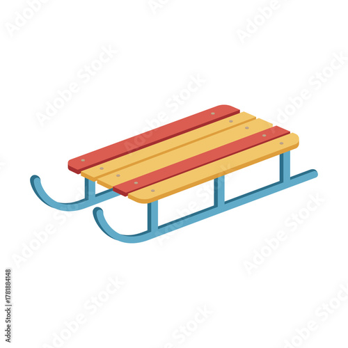 Winter Wooden Sled Vector Illustration. Isolated on a white background.
