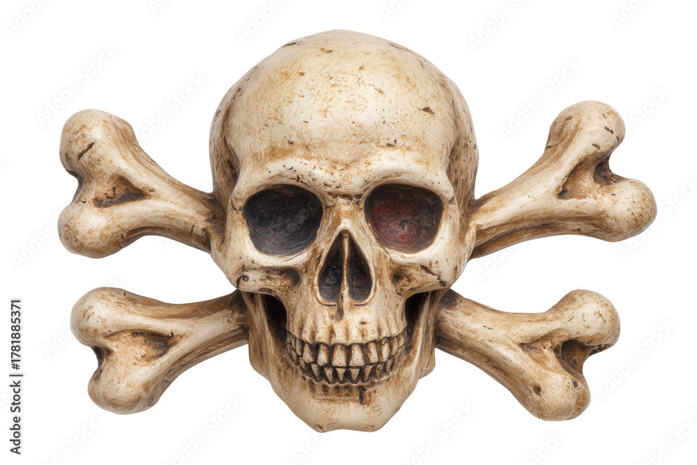 Obraz premium The Skull and Crossbones: A stark skull and crossbones, the universal symbol of danger, warning of peril. this image evokes a sense of both fascination and caution.