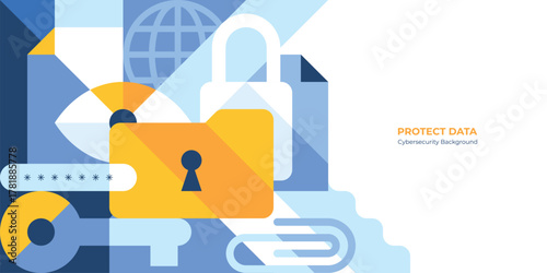 Modern Cybersecurity and Data Protection background Concept, Global Network Security, Privacy, and Internet Safety Technology