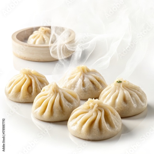 Steaming Xiao Long Bao Five Pleats, Close-Up Shot, Chinese Dumplings, Food Photography Xiao Long Bao, Dumplings, Chinese Food