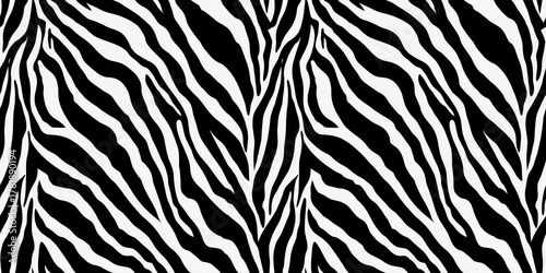 Seamless pattern: black and white zebra stripes, skin.
