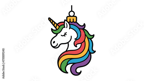Enchanting Unicorn Ornament: A whimsical unicorn ornament, ready to add a touch of magic and color to the festivities. Featuring a radiant mane and graceful horn.
