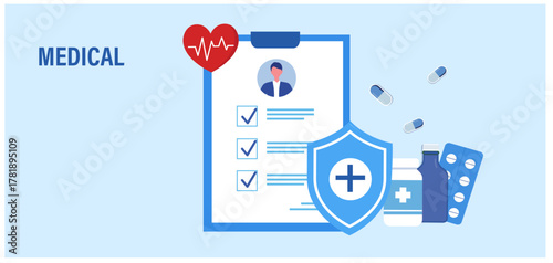 Medical care and healthcare concept vector illustration