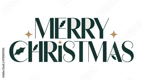 Festive Message: A visually pleasing Merry Christmas typography design with decorative elements embodies the holiday season's joy and festive cheer. 