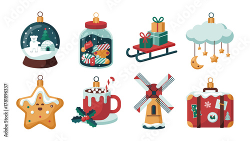 Festive Ornaments of Yuletide: A whimsical array of festive ornaments showcases the diverse decorations associated with the joy and wonder of Christmas