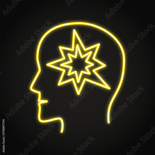 Tourette syndrome neon line icon