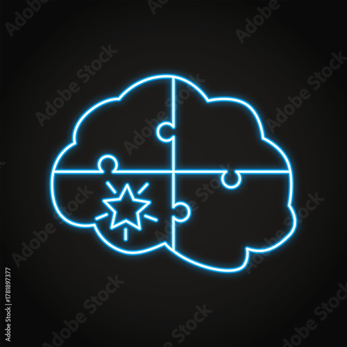 Savant syndrome neon line icon