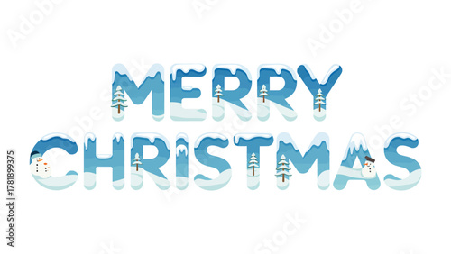 Holiday cheer spelled out: festive, snow-covered lettering spells out Merry Christmas, evoking the spirit of the season. 