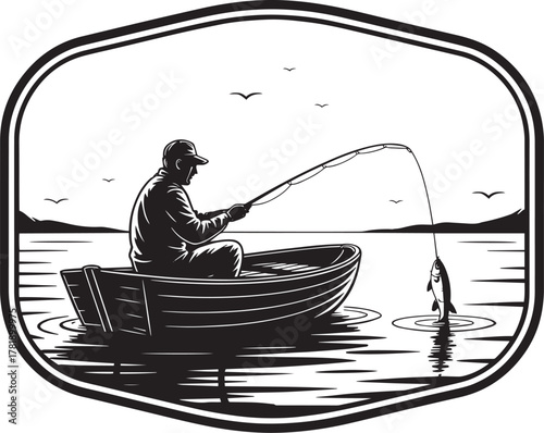 silhouette fisherman vector illustration