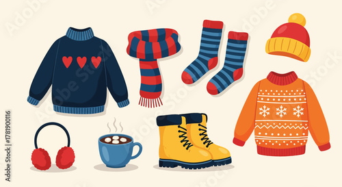 Cozy Winter Clothing and Accessories Collection for Cold Weather Comfort.