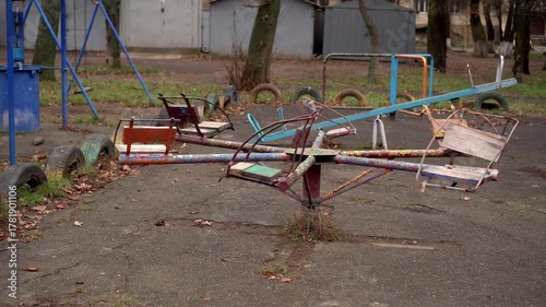 Wallpaper Mural a boy in a medical mask ride on a swing 01 Torontodigital.ca