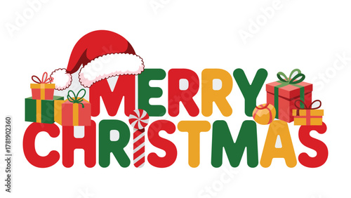 Festive Greetings: a joyful Christmas message is beautifully presented, a vibrant display of holiday cheer through colorful lettering and festive symbols.