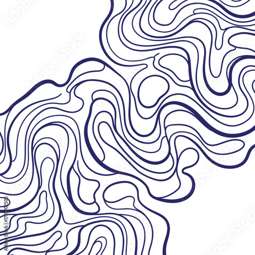 Dark blue swirling abstract pattern in upper left corner wavy
