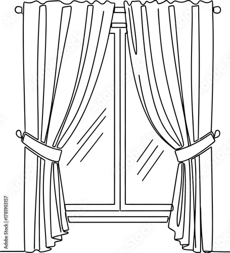 Drapery curtain vector illustration for interior and stage performance