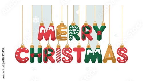 Festive Christmas Message: A cheerful and colorful display spelling out Merry Christmas in a playful design, perfect for spreading holiday cheer.