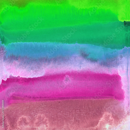 Bright painted watercolor rainbow texture. Hand drawn background with text place