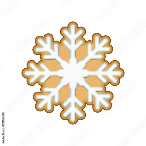 Snowflake design cookie vector illustration isolated.