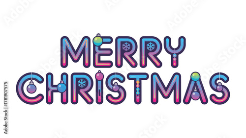 Festive Greetings: Merry Christmas illuminated by vibrant neon hues, designed with cheerful ornamentation and seasonal cheer.
