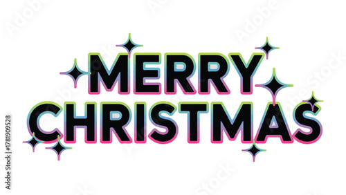 Merry Christmas Wishes: A vibrant holiday greeting, displaying festive lettering surrounded by shimmering stars, perfect for spreading seasonal cheer.