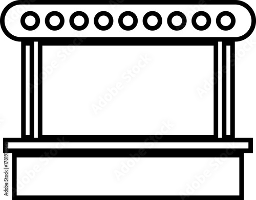 Outdoor Music Festival Stage Icon Concert, Performance, Theater, and Event Platform Symbol Entertainment, Show, and Auditorium Vector in Black Color Line Style