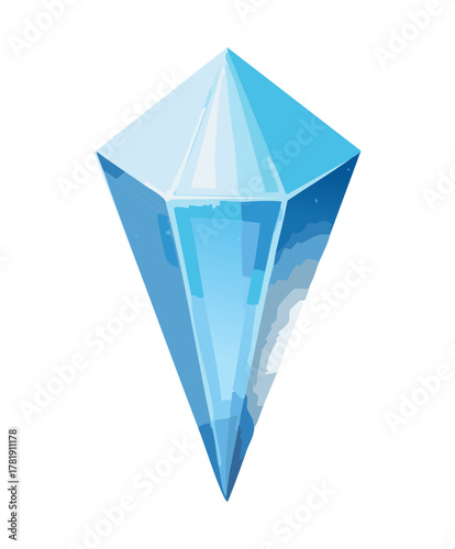 Illustration of a symmetrical light blue crystal gem with a diamond-like shape, valuable inventory loot or resource item