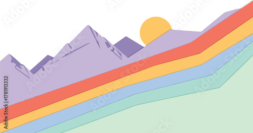 Chromatic Ridge Landscape Abstract Vector Background
