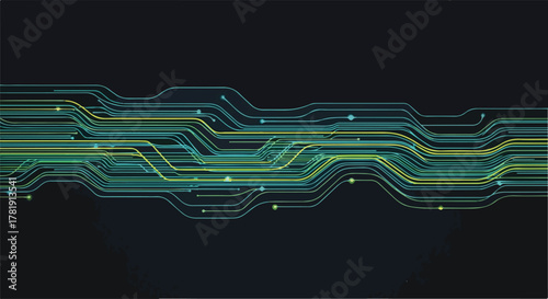 Vibrant Neon Circuit Stream Vector Background