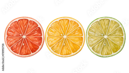 isolated transparent Background, Citrus slice grapefruit orange lime cheerful arc