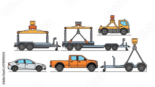 Transportation Vector Set  Cars, Trucks, and Trailers