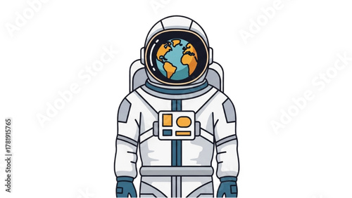 Astronaut in spacesuit with Earth reflected in visor, symbolizing exploration, global view, and cosmic discovery