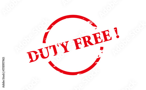 DUTY FREE ! - Red Rubber Stamp with text DUTY FREE !
