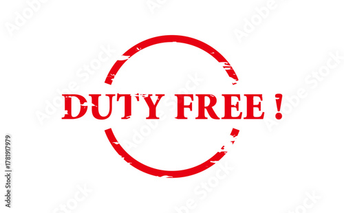 DUTY FREE ! - Red Rubber Stamp with text DUTY FREE !
