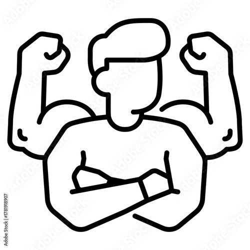 Self Confidence Man line Icon