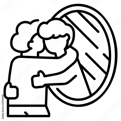 Self Love Man line Icon