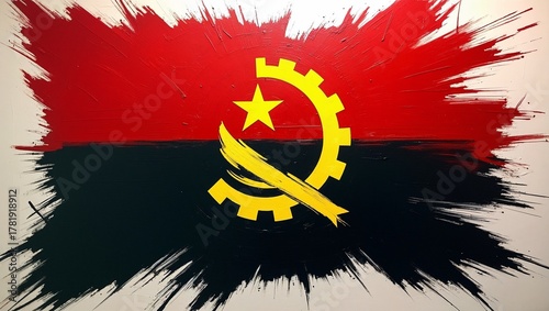 Angola flag painted on the wall