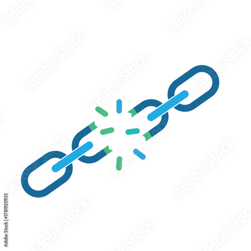 Minimalist Broken Chain Flat Vector Icon for Freedom and Liberation